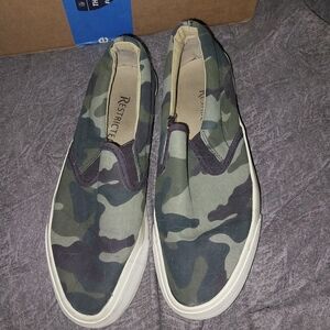 Restricted Green Camo Slip-On Sneakers